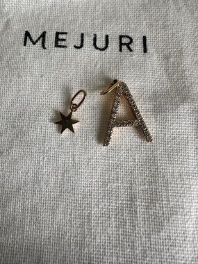 Mejuri 14K Yellow Gold Diamond Pavé “A” & Star Charms